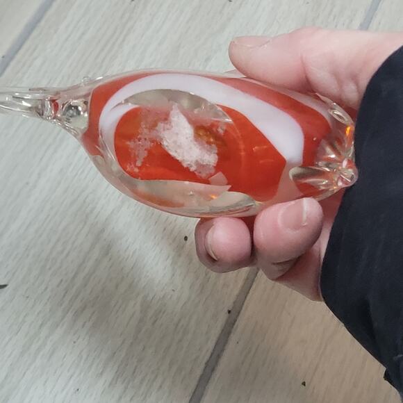 Vintage Blown Glass Red Fish Paperweight Art Glass Figurine Handblown - Picture 3 of 8